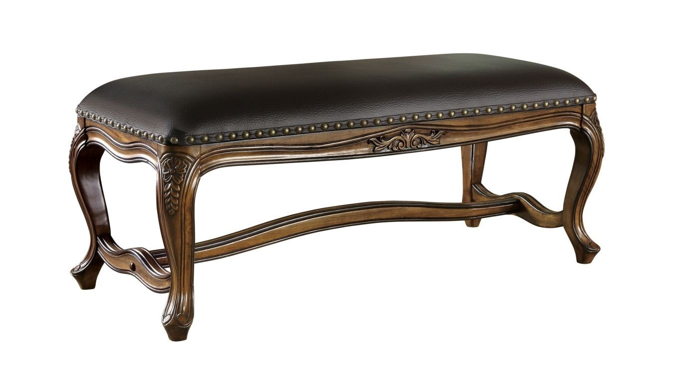 Upholstered Bench in Brown and Black