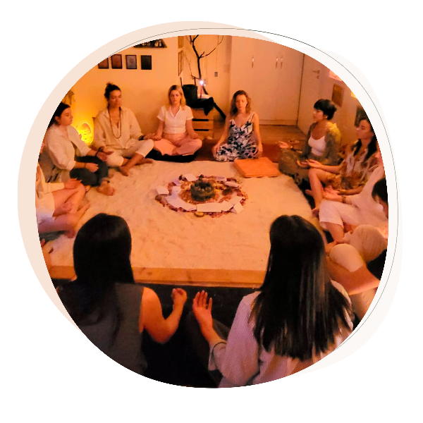 group of women doing yoga