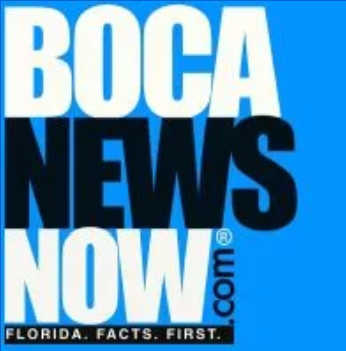 Boca News Now.com logo on bright blue background, with slogan Florida. Facts. First.