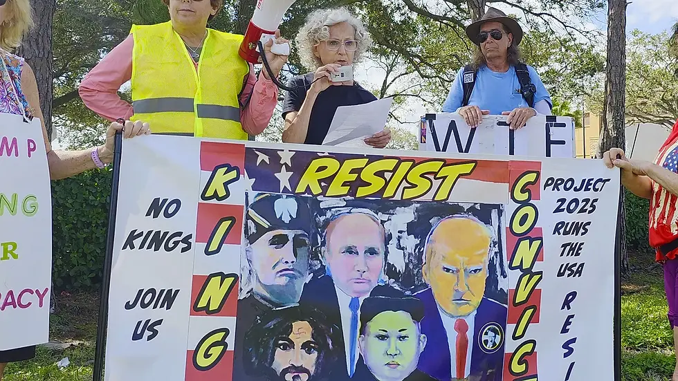 “Dictators: Birds of a Feather” used at Indivisible Boca Raton’s “Signs of Fascism” protest - February 21,2026