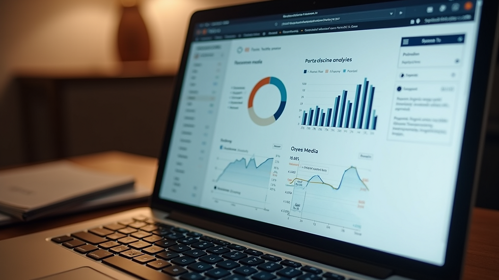 Eye-level view of a laptop screen showing social media analytics