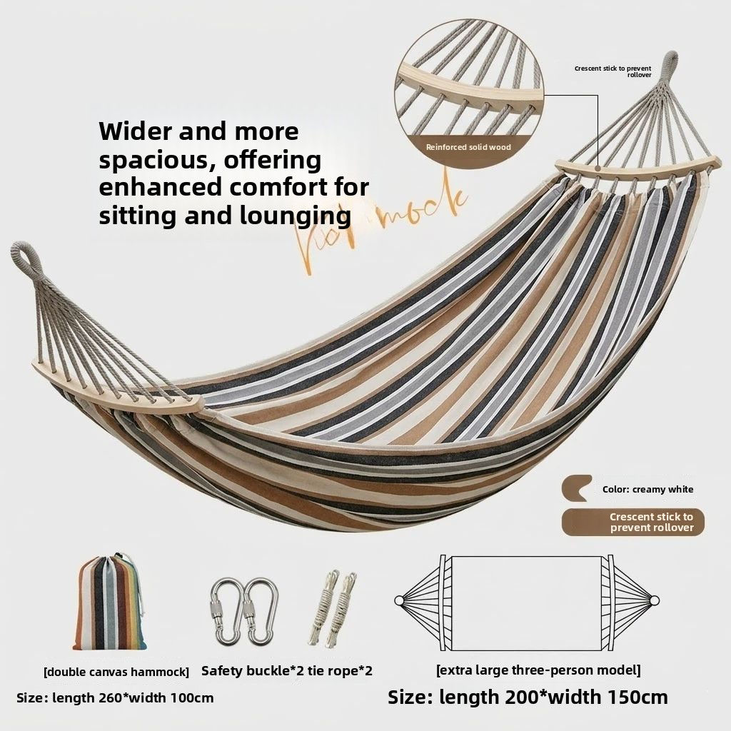 Thickened Nylon Outdoor Hammock Anti-Rollover Striped Swing Bed