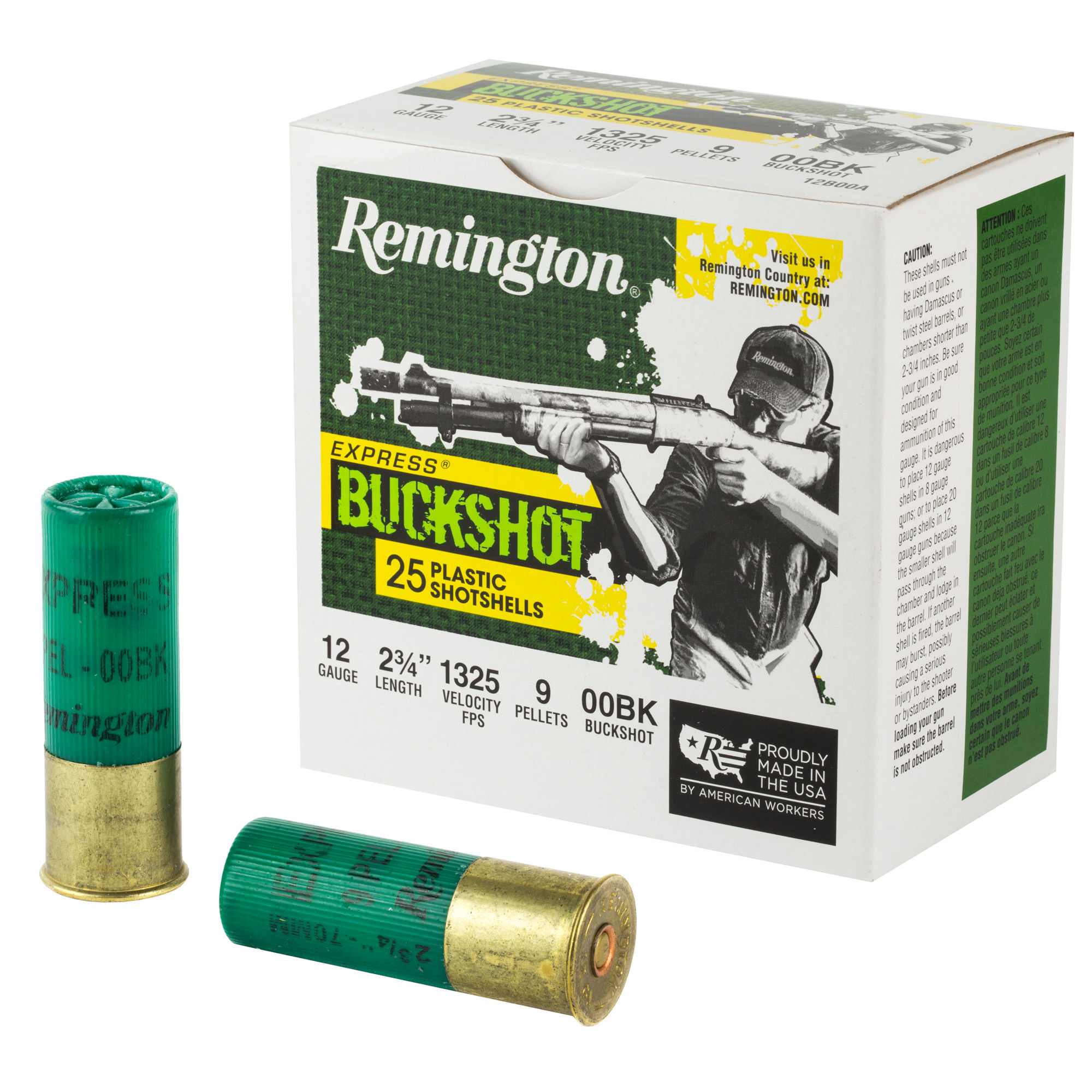 Remington | 250 rds.  | EXPRESS BUCKSHOT LOADS 12 GA 2-3/4IN 9PEL 00  |  25RD