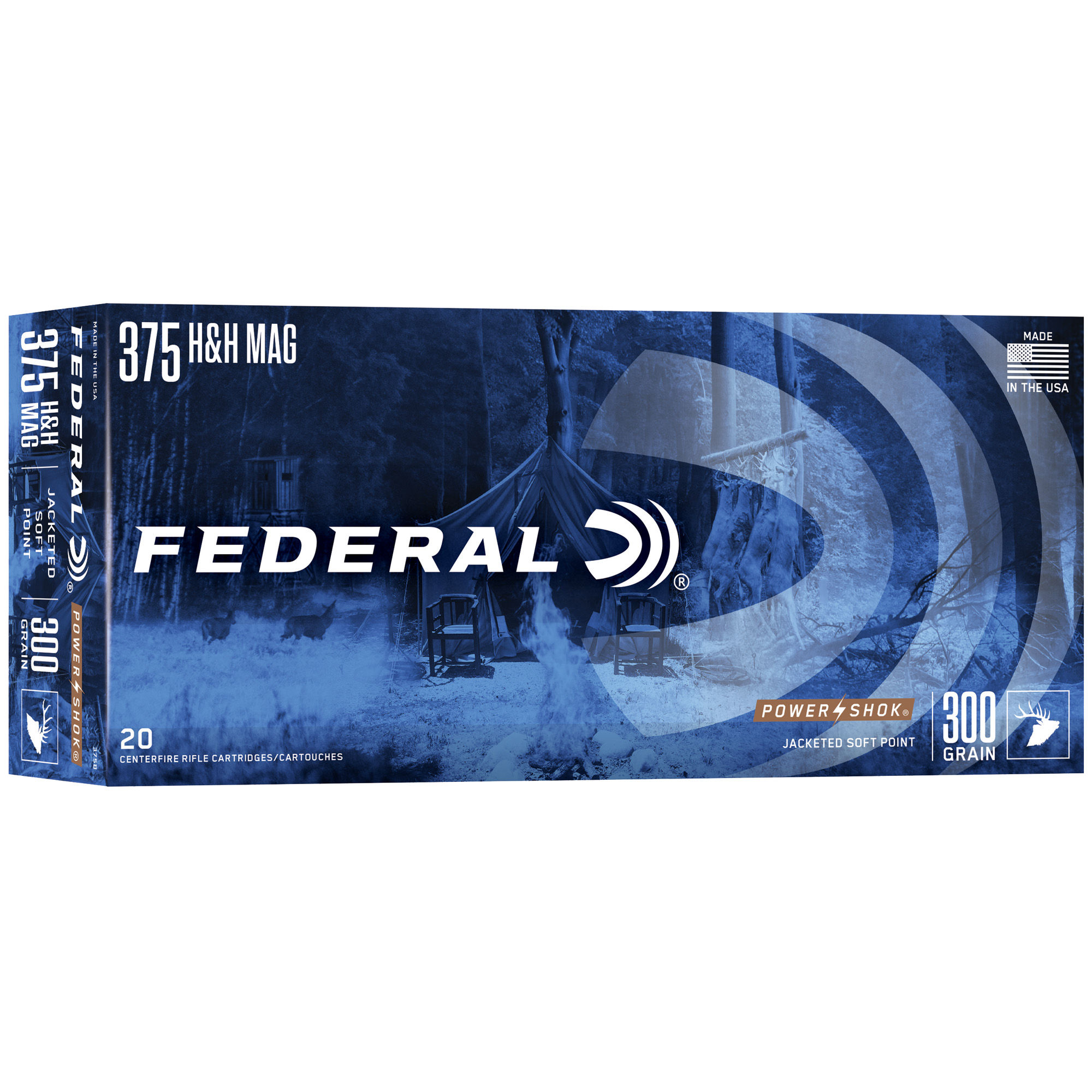 Federal | 200 rds.  | 375 H&H MAG 300GR POWER-SHOK SP  |  20RD