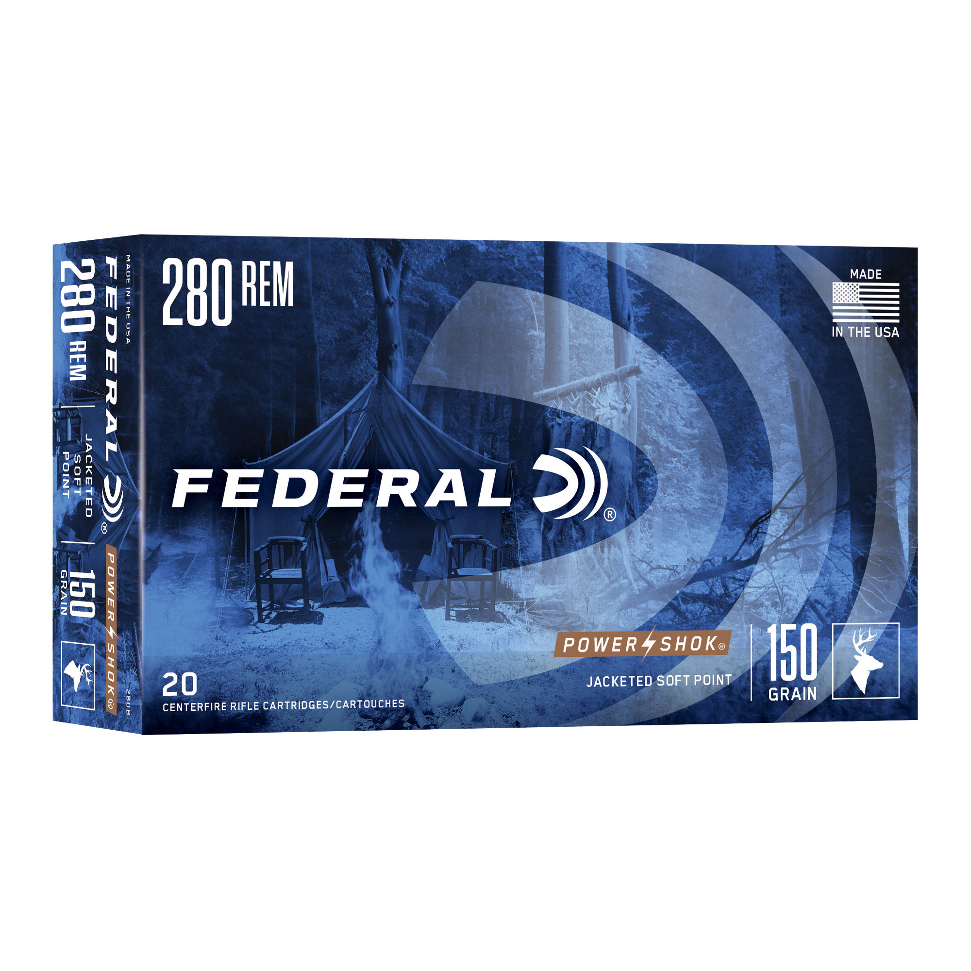 Federal | 200 rds.  | 280 REM 150GR POWER-SHOK SP  |  20RD