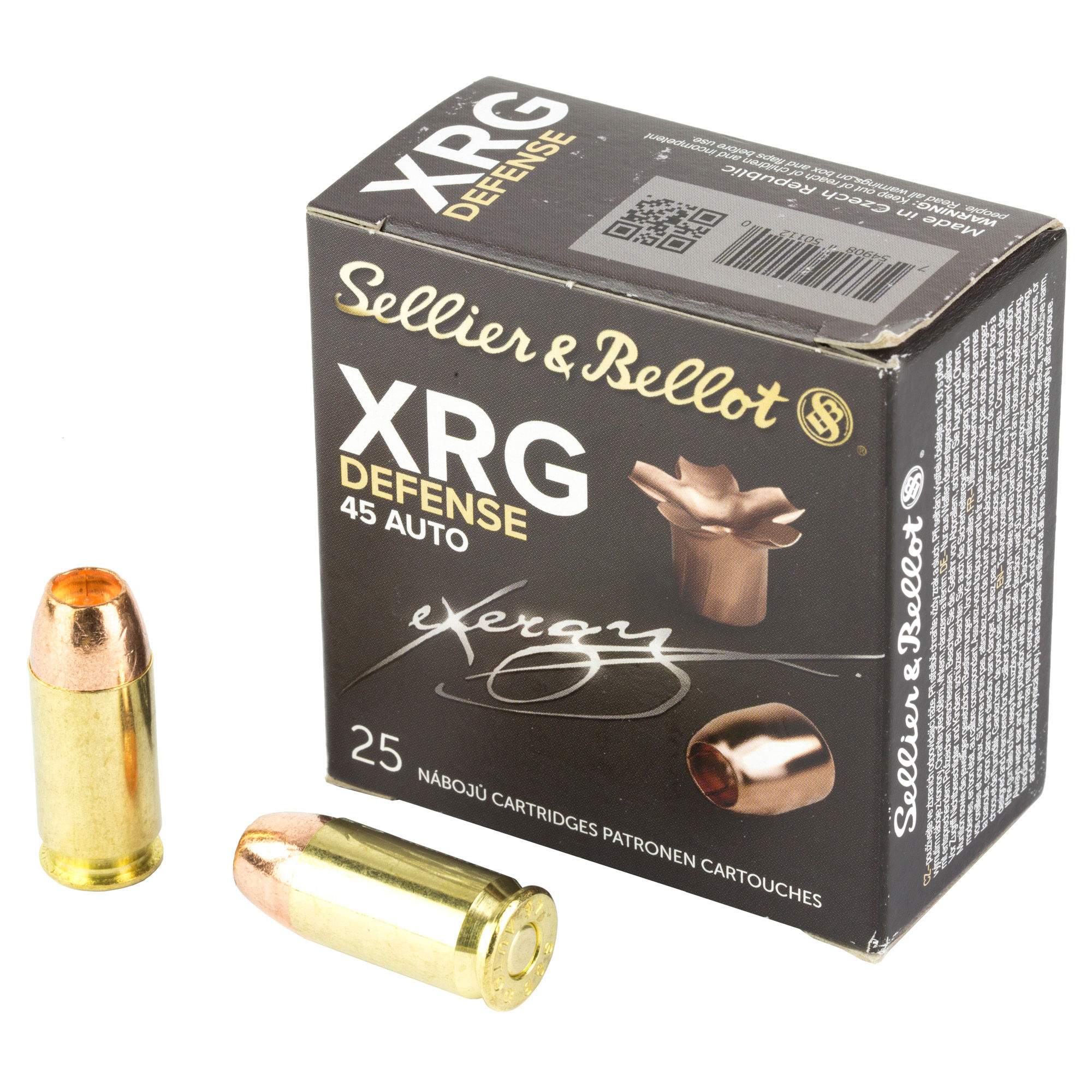 Sellier & Bellot | 250 rds.  | S&B XRG Defense Solid Copper HP 45 ACP 165gr 25/r