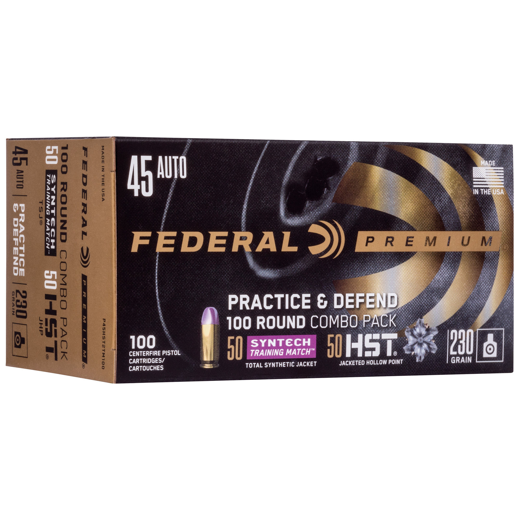 Federal | 250 rds.  | 45 AUTO 230GR PRACTICE & DEFEND HST/SYNTECH COMBO  |  100R