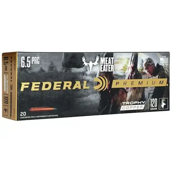 Thumbnail: Federal | $58.21/box | 6.5 PRC 120 GR TROPHY COPPER | 20RD