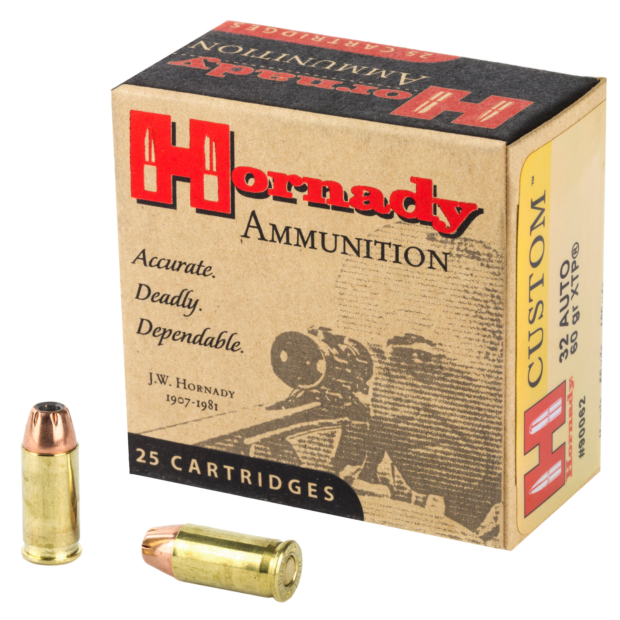 Hornady | 250 rds.  |  CUSTOM AMO 32 AUTO 60GR XTP HP 25RD (10 BOX CASE)