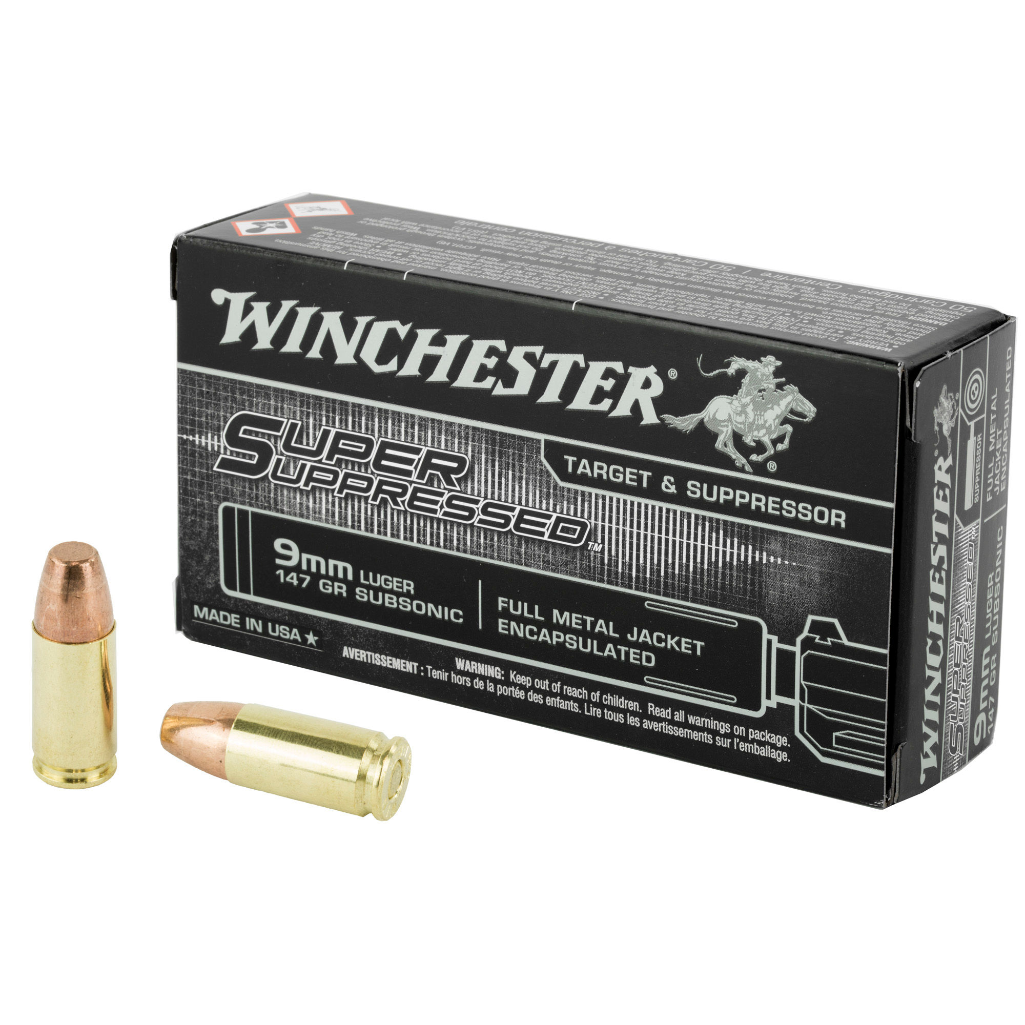 Winchester | 500 rds.  | Super Suppressed | 9mm Luger | 147 gr | FMJE | 10x50/ct