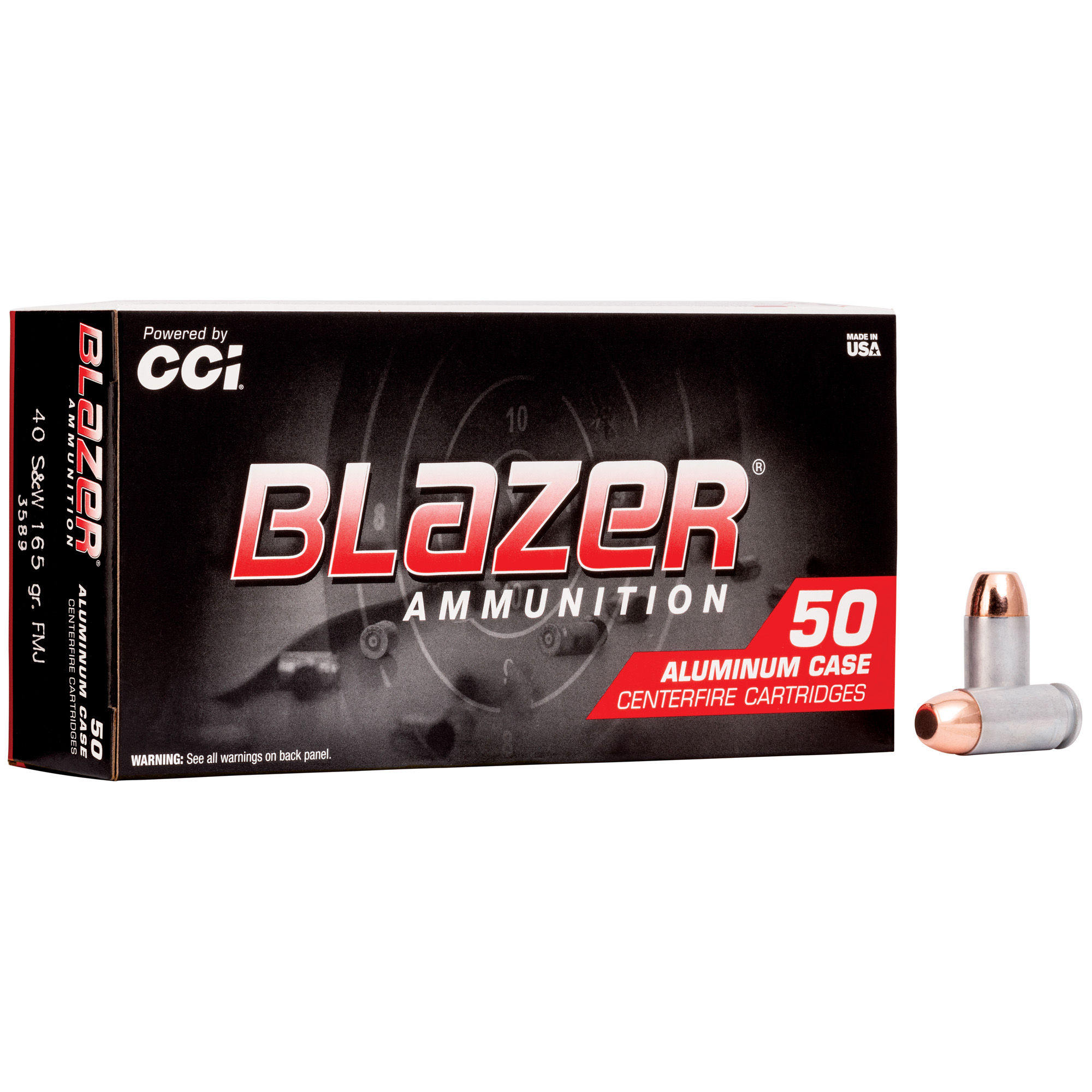 CCI | 500 rds. | BLAZER 40 S&W 165GR FMJ | 50RD