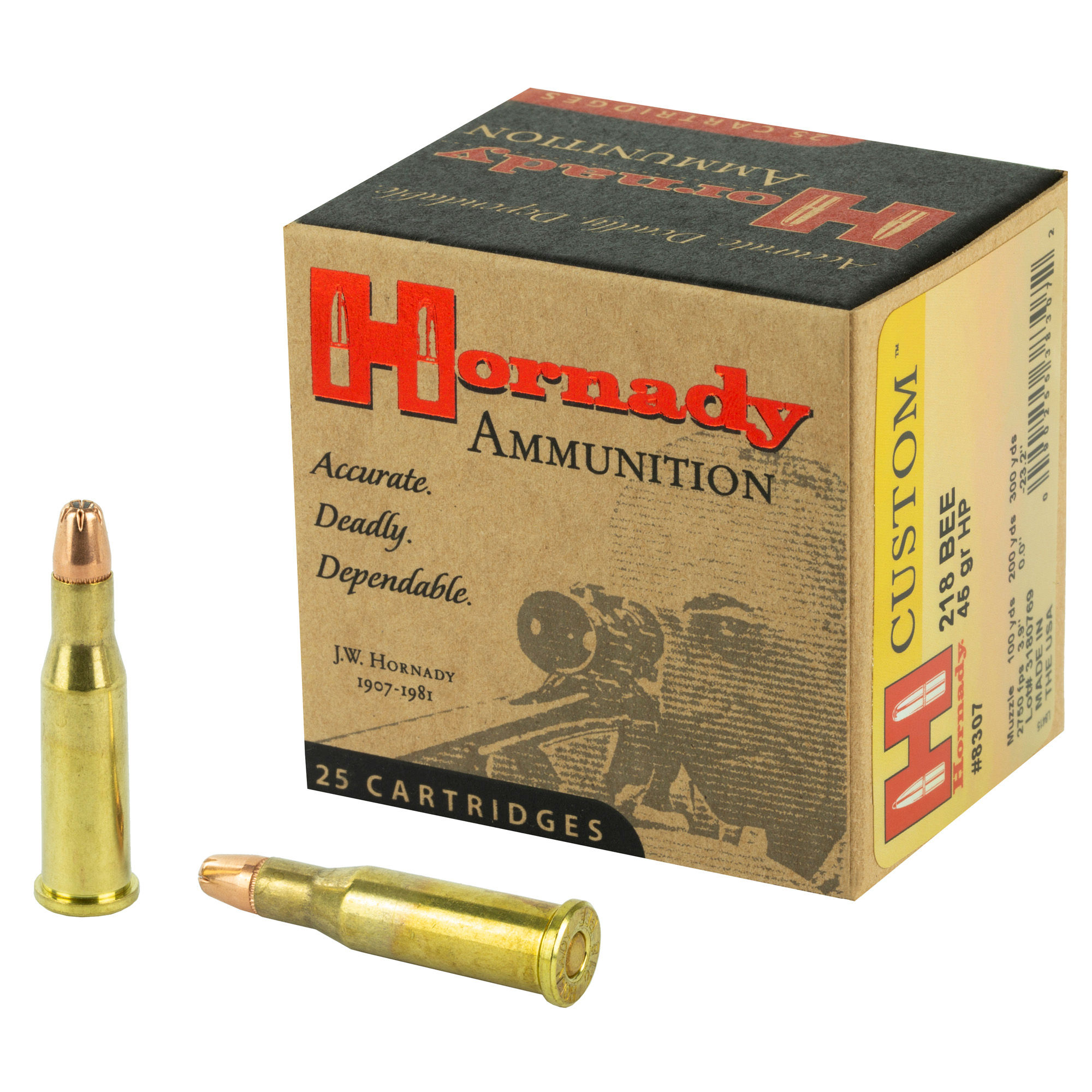 Hornady | 200 rds.  |  |  CUSTOM 218 BEE 45 GR HP 25 rounds