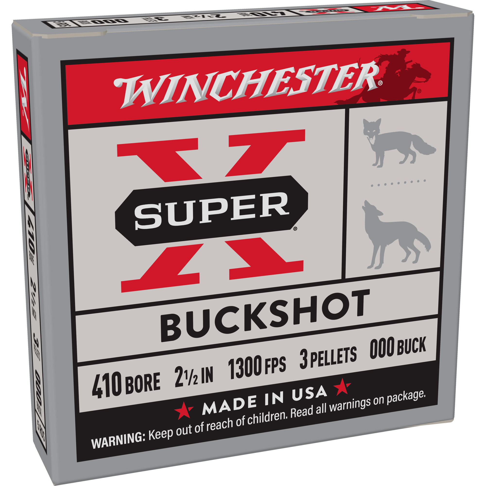 Winchester | 250 rds. | Super-X | 410 Bore | 2.5" | 000 Buckshot | 3 Pellets |