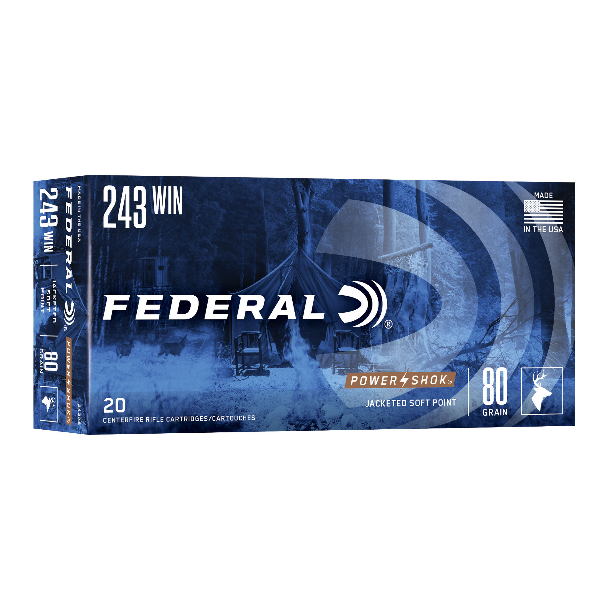 Federal | 200 rds.  | 243 WIN 80GR POWER-SHOK SP  |  20RD