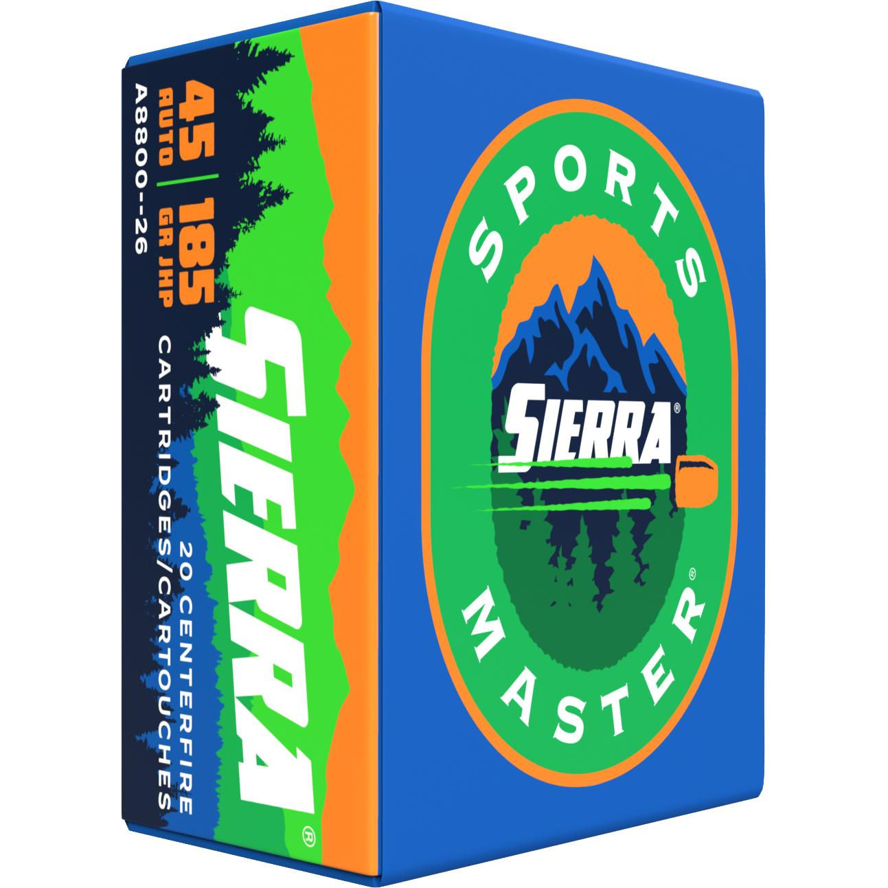 Sierra | 100 rds.  | Sports Master | 45 Auto | 185 gr | JHP | B.C. .110 | 5x20/c