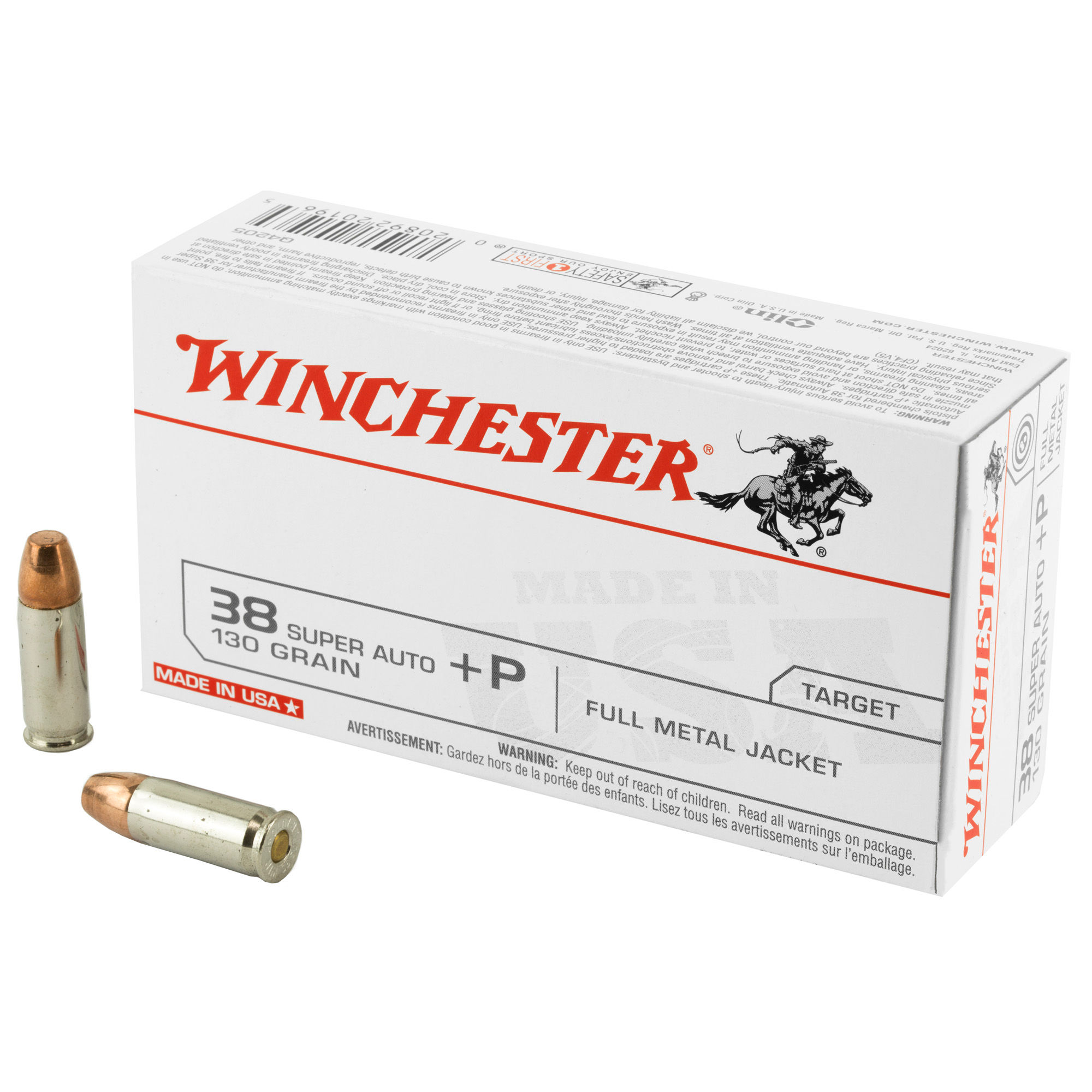 Winchester | 500 rds.  | 38 SUPER AUTO +P 130GR FMJ 50BX