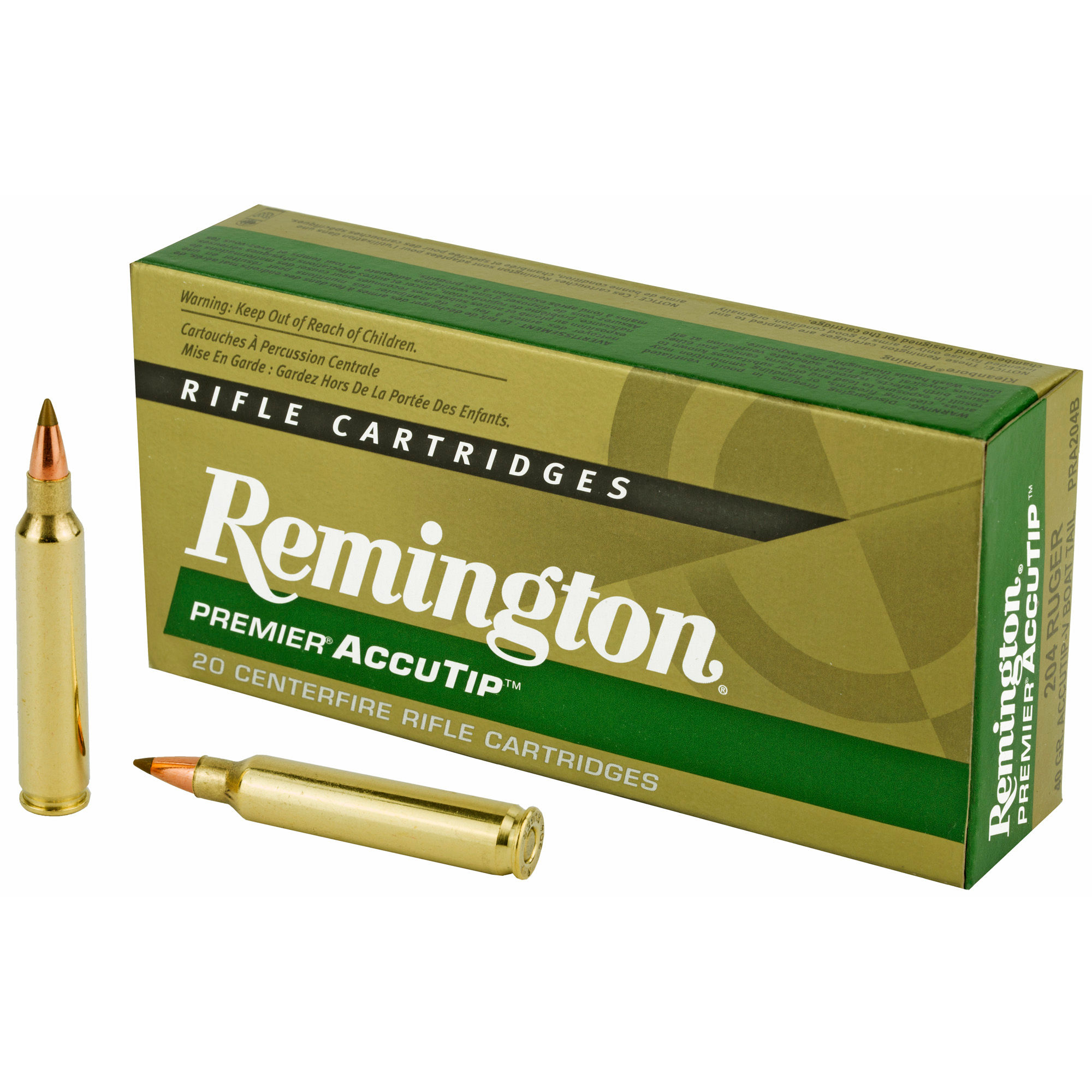 Remington | 200 rds.  | PREMIER 204 RUGER 40GR ACCUTIP-V BOAT TAIL  |  20RD