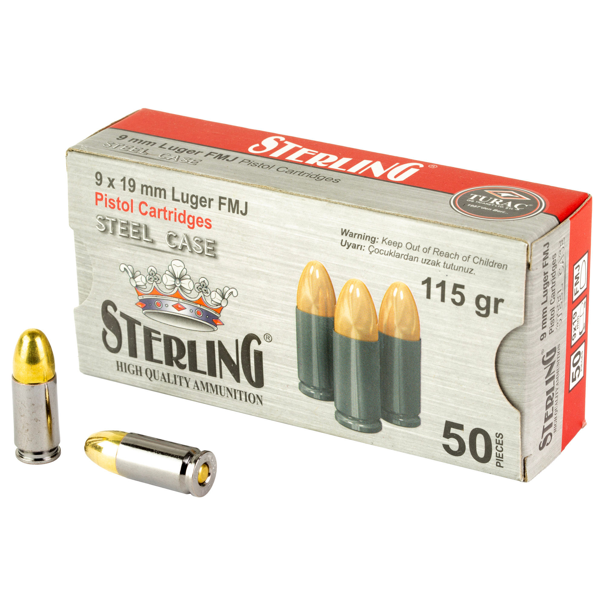 Sterling | 1500 rds.  | STERLING 9MM 115GR FMJ STEEL 50/1500