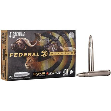 Federal | 200 rds.  | 416 REM. MAGNUM 400GR TROPHY BONDED BEAR CLAW  |  20RD