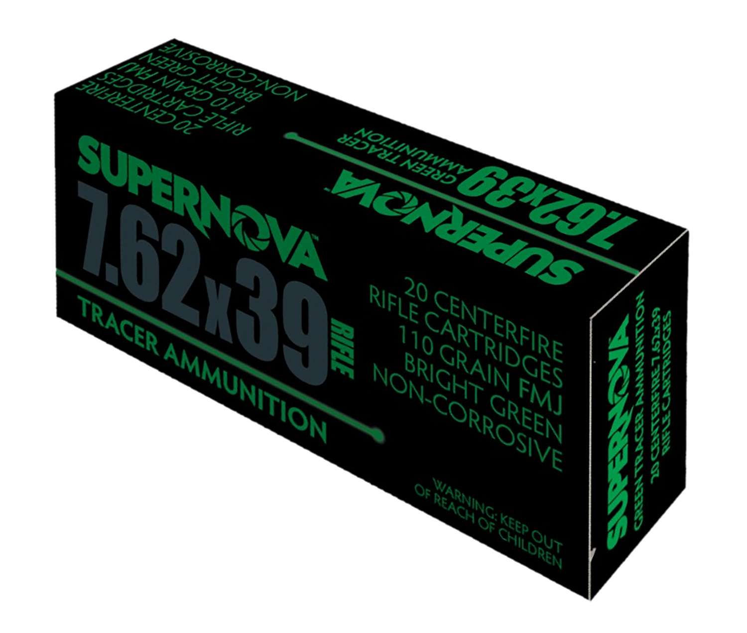 Supernova | 200 rds.  | SUPERNOVA  AMMUNITION AMO 7.62X39MM 110GR FMJ GREEN TRAC