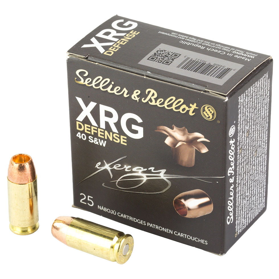 Thumbnail: Sellier & Bellot | 250 rds.  | S&B XRG Defense Solid Copper HP 40 S&W 130gr 25/r