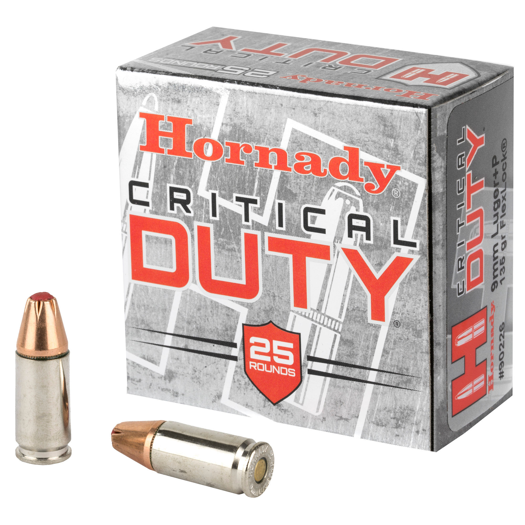 Hornady | 250 rds. | Critical Duty | 9mm +P | 135 Gr | FlexLock Duty | 10x25/ct