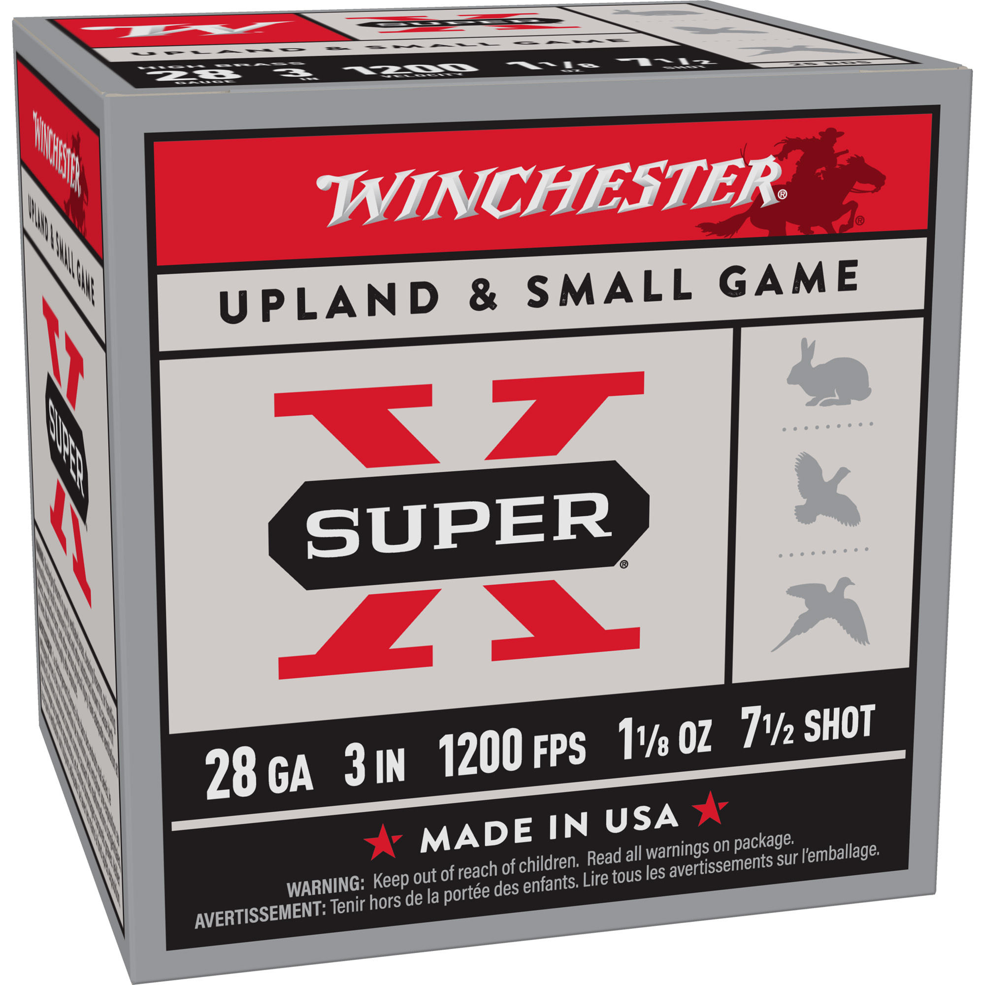 Winchester | 250 rds. | Super X 28 gauge 3 inch #7.5 lead 1-1/8 oz 1200fps