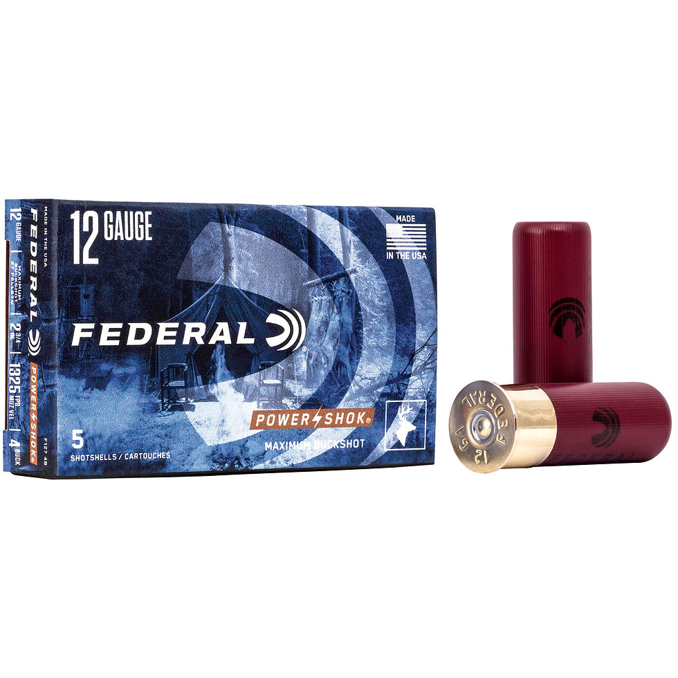 Thumbnail: Federal | 250 rds.  | POWER-SHOK BUCKSHOT 12 GA 2-3/4" MAX 27 PELLETS-4 BUCK  |