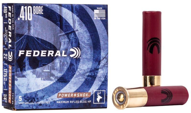 Federal | 250 rds.  | POWER SHOK AMO RIFLED SLUG 410GA 2-1/2 5RD (50 BOX CASE)