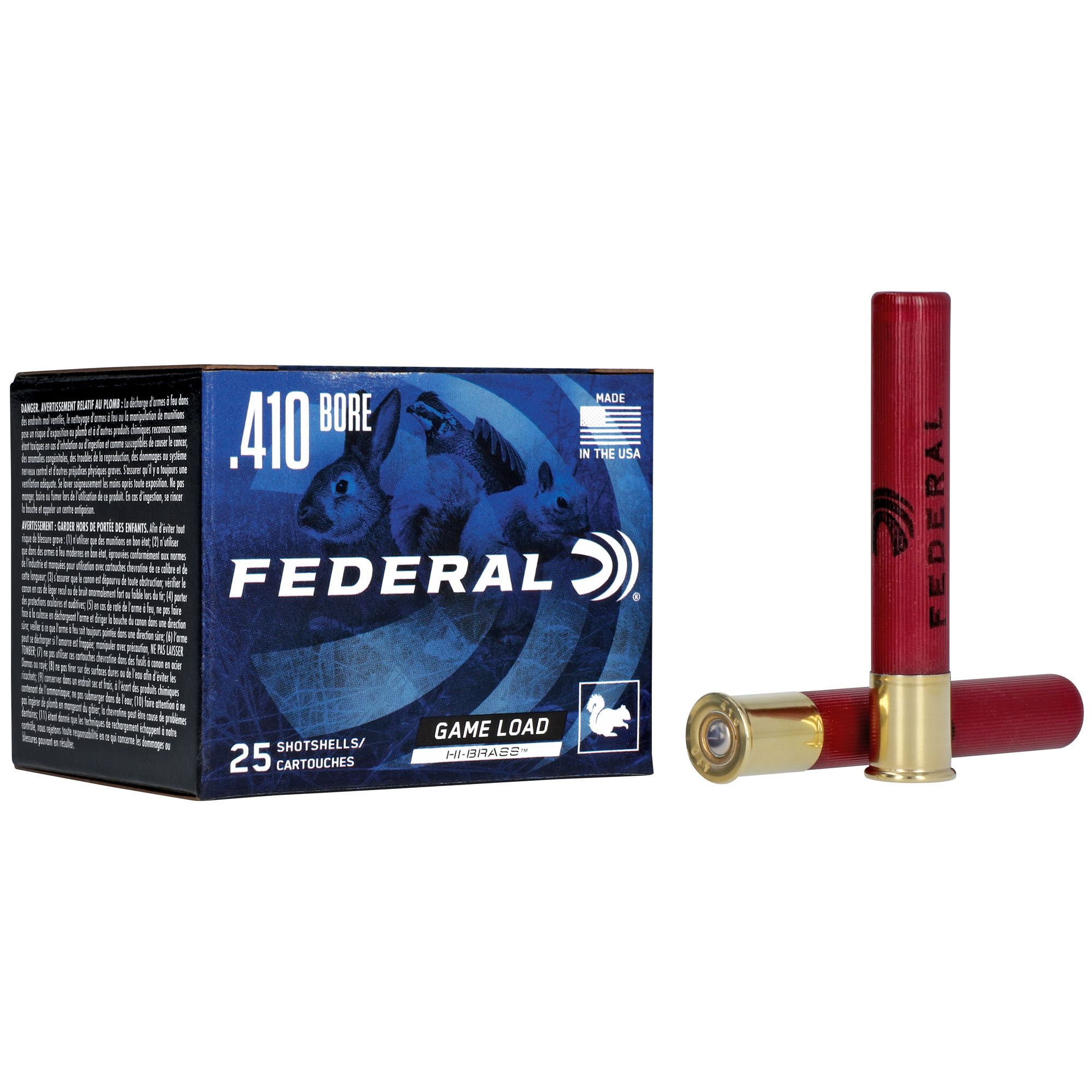 Federal | 250 rds.  | GAME-SHOK HI-BRASS LEAD SS 410GA 3" MAX 11/16OZ 7.5  |  25