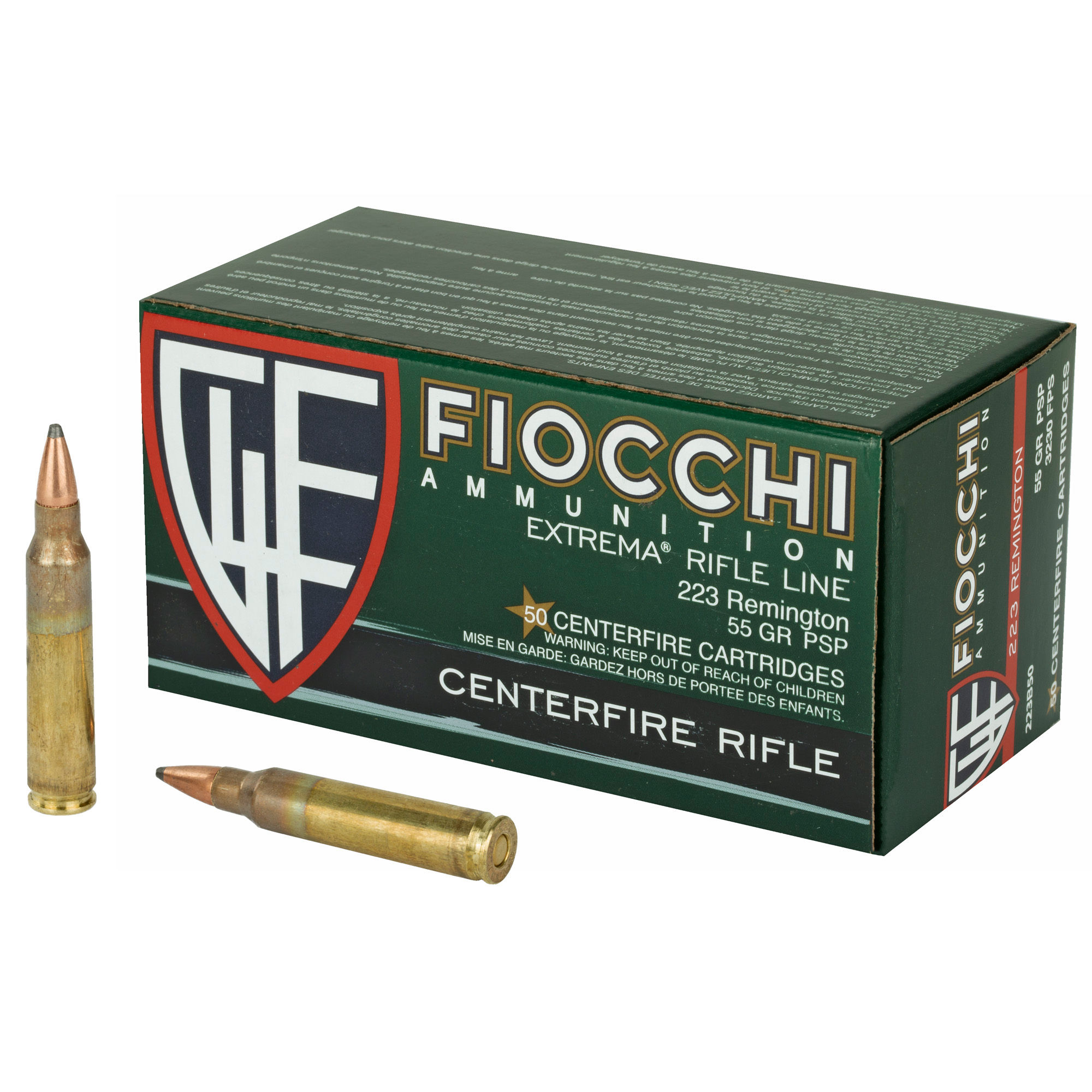 Fiocchi | $33.01/box | FIOCCHI 223REM 55GR PSP 50/500
