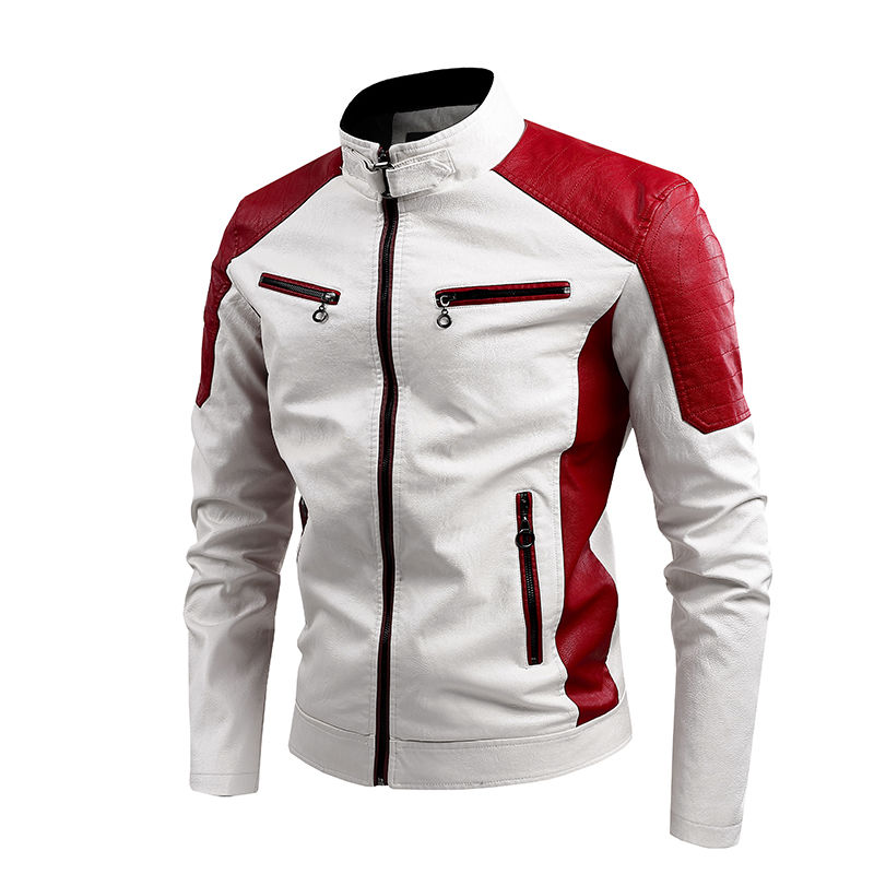 Thumbnail: Men's Casual Motorcycle Jacket - Fashionable Black, Small Stand Collar, Long Sle
