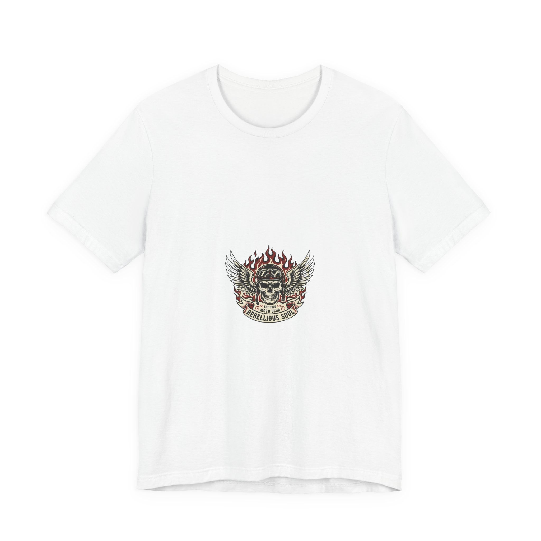 Skull Winged Flames Graphic Tee — Retro Biker Skull T‑Shirt