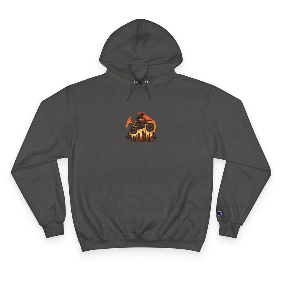 Thumbnail: Champion Hoodie — Retro Motorcycle Flame Logo Pullover