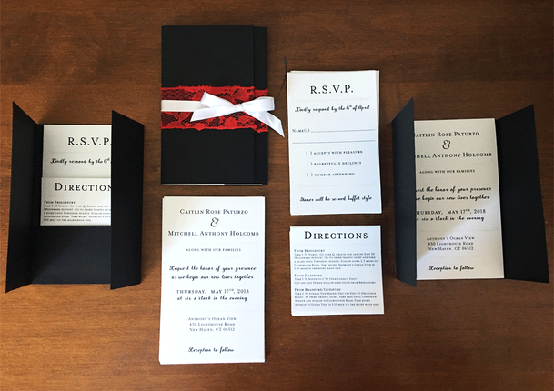 Handmade Red Lace Wedding Invitation