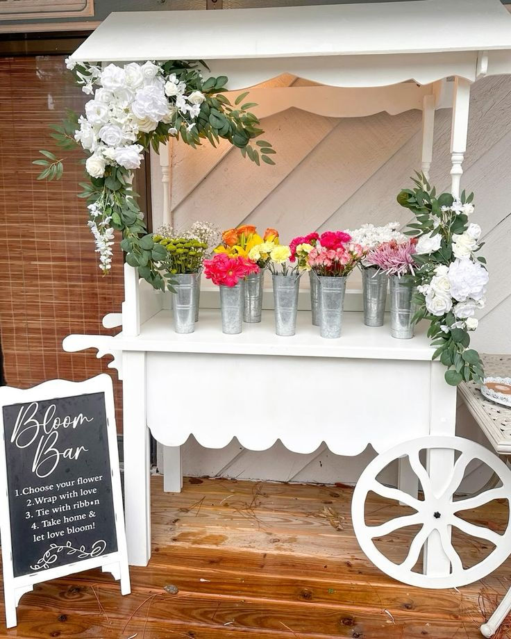 White Bloom Bar cart rental