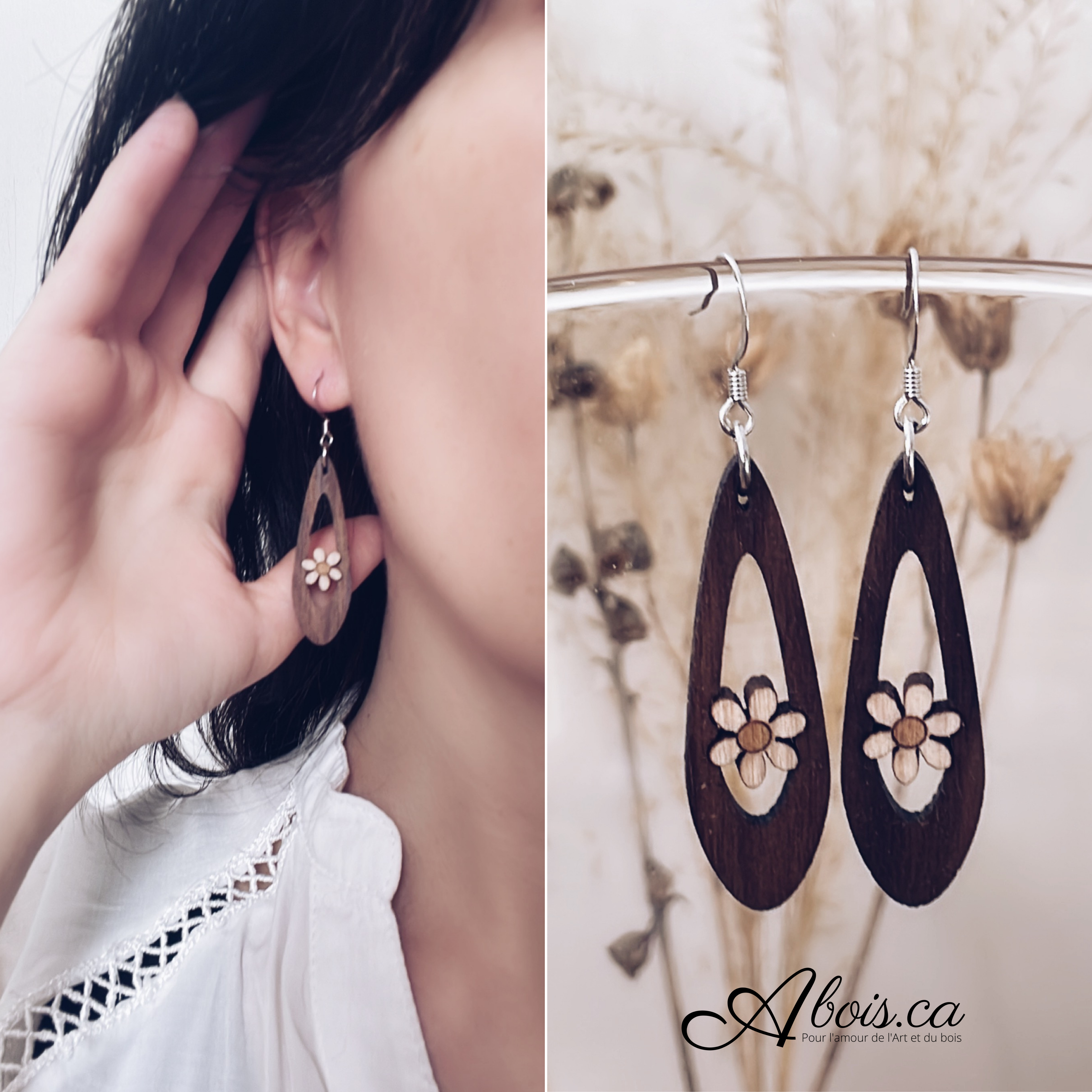 boucle d'oreille avec fleur