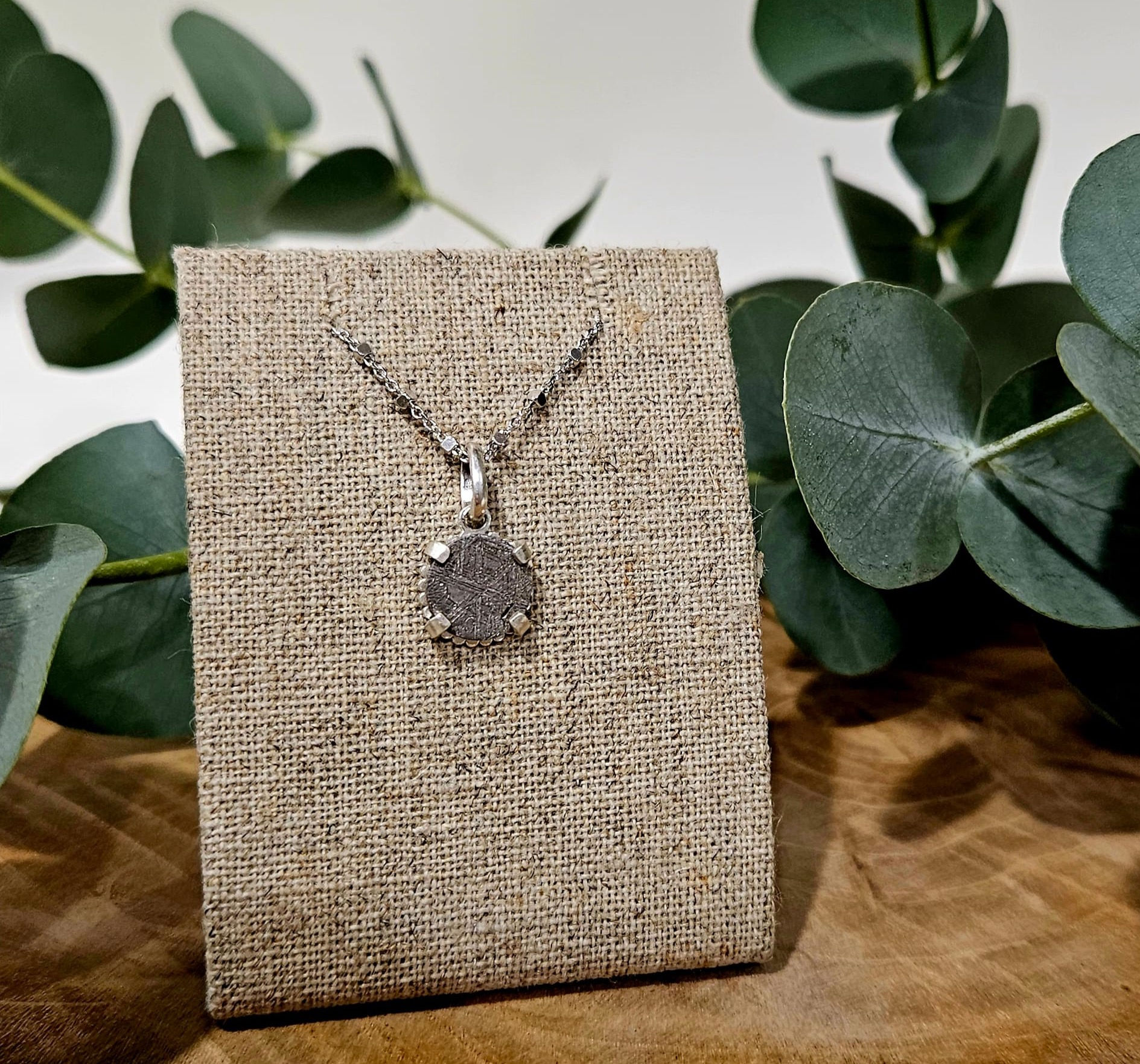 Pendentif Argent 925 & Tranche de Météorite