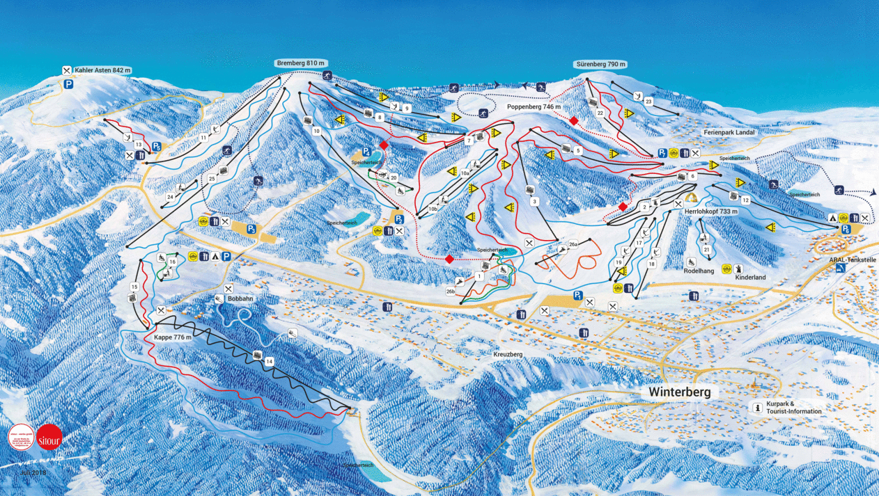 Skipistes Winterberg, panoramakaart