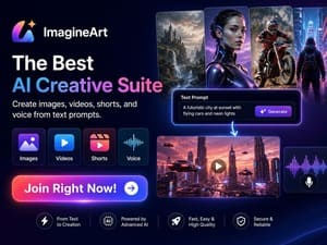 ImagineArt is the best AI creative suite generator that generates images, videos, music, shorts, and voice from text prompt. Join Now