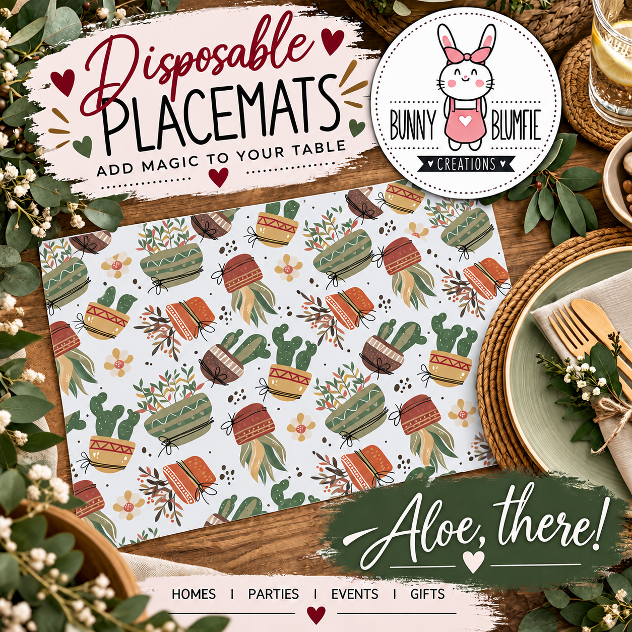 DISPOSABLE PLACEMATS - ALOE, THERE!