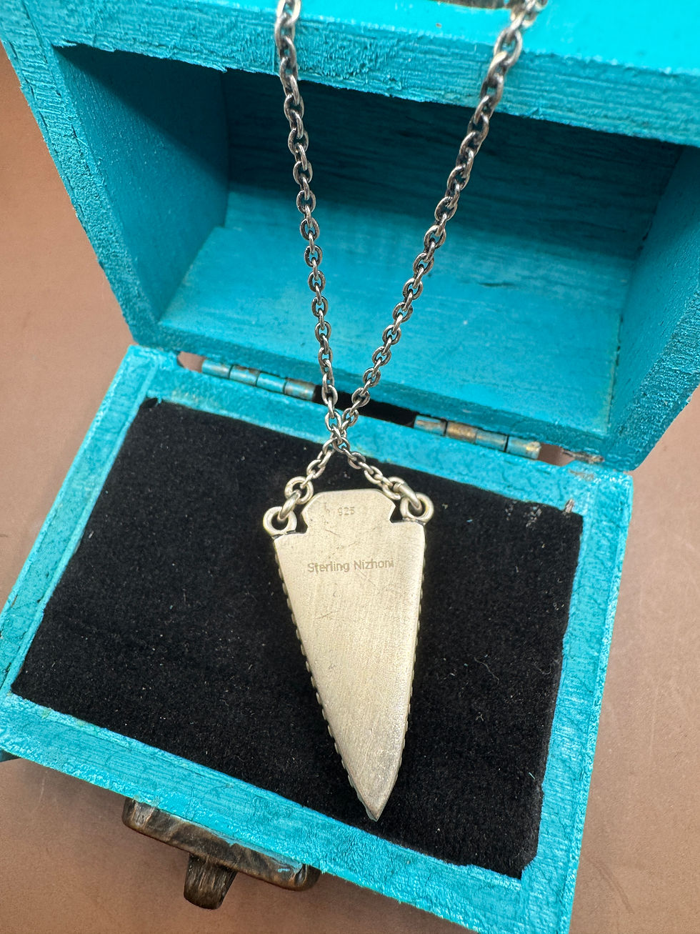 Thumbnail: 18” Arrowhead Shaped Turquoise Necklace