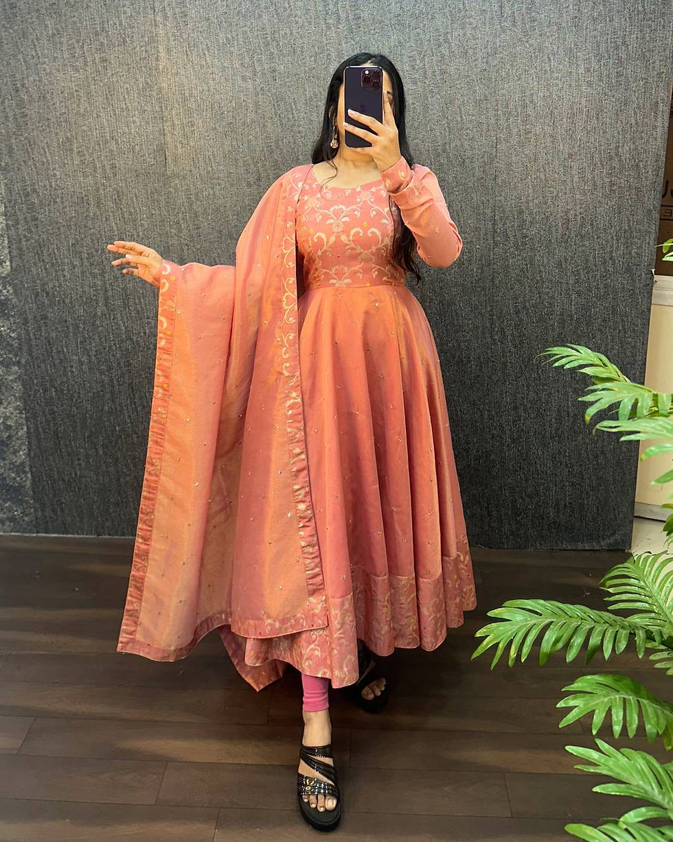Thumbnail: Banarasi Tissue Two Tone Anarkali Set