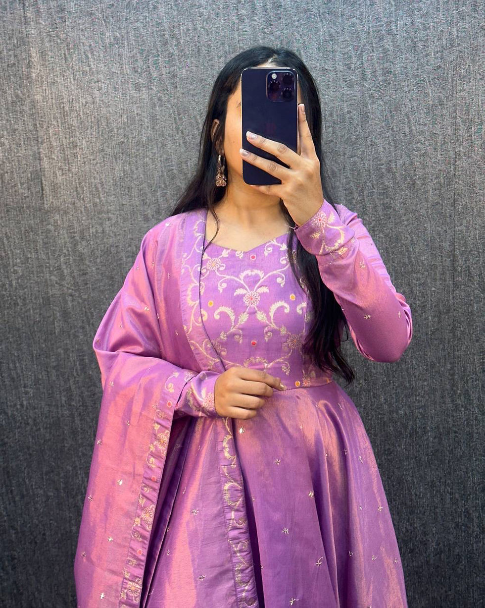 Thumbnail: Banarasi Tissue Two Tone Anarkali Set