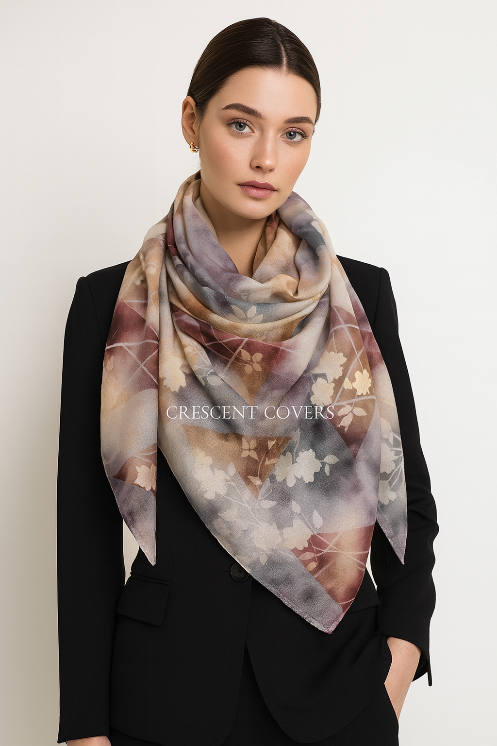 Water Print Scarf Soft Viscose Trendy Fashionable