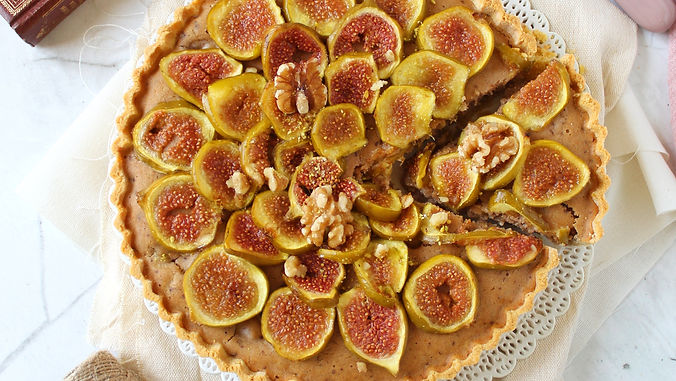 Torta ai fichi e noci con base frolla senza glutine