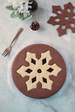 Crostata fiocco di neve con coperchio e crema al cioccolato senza uova – senza glutine e senza latticini