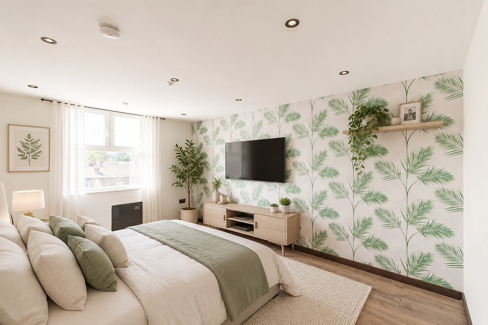 Spacious modern bedroom at Standish Court Apartments