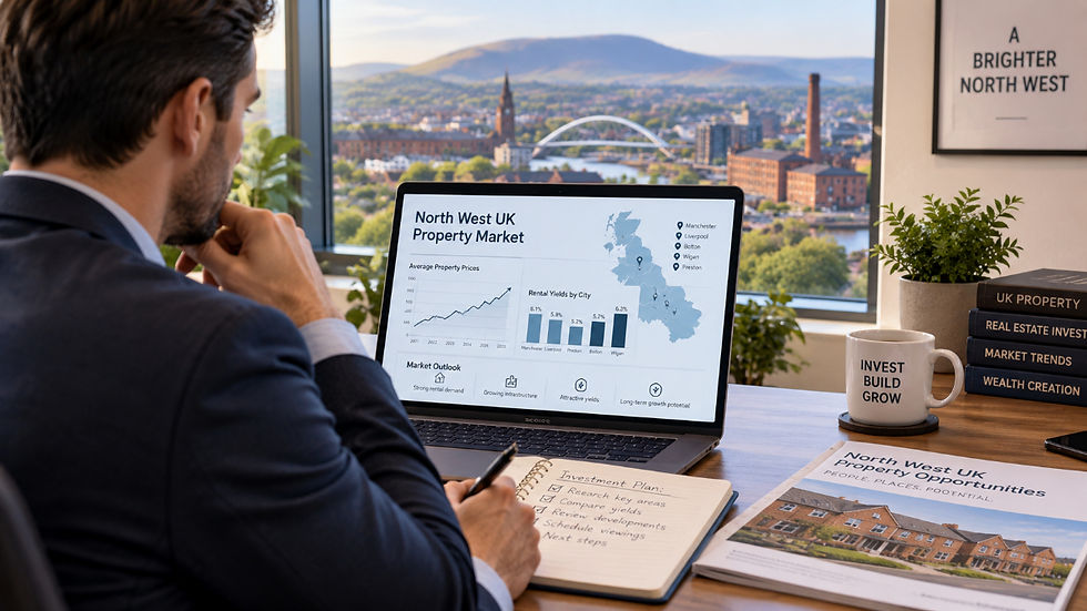 Property investor reviewing North West UK property market data