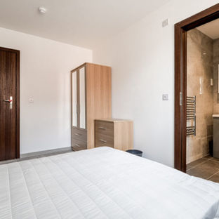 Modern bedroom with ensuite bathroom